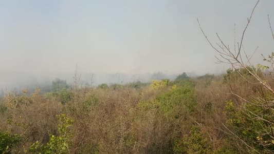 A Lebanese Air Force chopper has been brought to help extinguish the fire in Dibbiyeh forest 