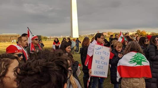 بالصورة: عشرات اللبنانيين يتظاهرون دعما للثورة في واشنطن