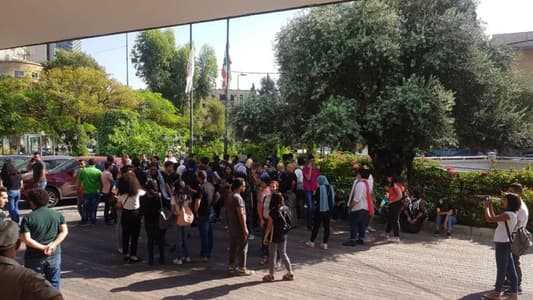 LU students protest in front of the Central Administration in Mathaf 