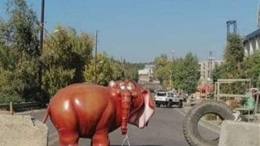 Photo: Elephant closes Kfarhazir highway