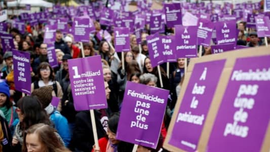 Tens of thousands march in France to condemn domestic violence