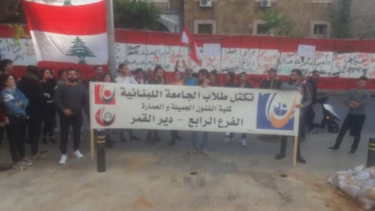 University students rally outside Central Bank in Hamra