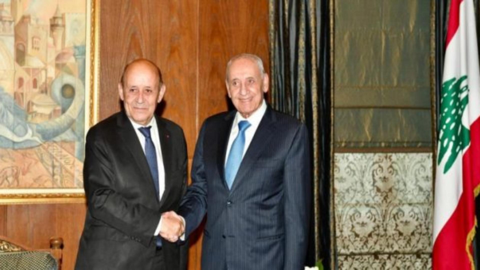 Berri discusses developments with Le Drian