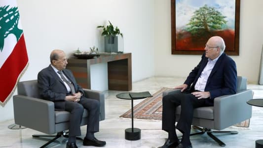 President Aoun receives Prime Minister Najib Mikati at Baabda Palace