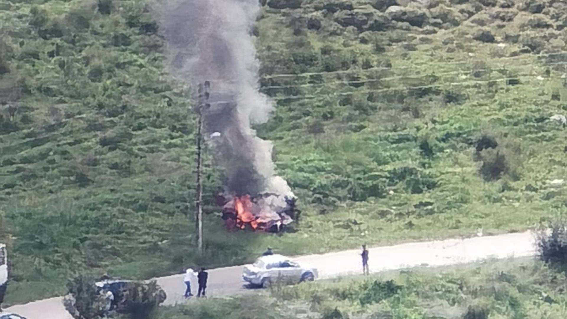 بالصورة: غارة إسرائيلية تستهدف سيارة في وادي الحجير