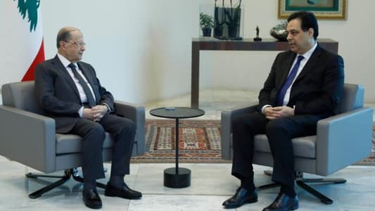 الرئيس عون يلتقي رئيس الحكومة حسان دياب تمهيداً للاجتماع الأمني الذي يعقد في قصر بعبدا