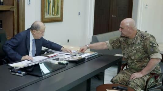 President Aoun receives Army Commander
