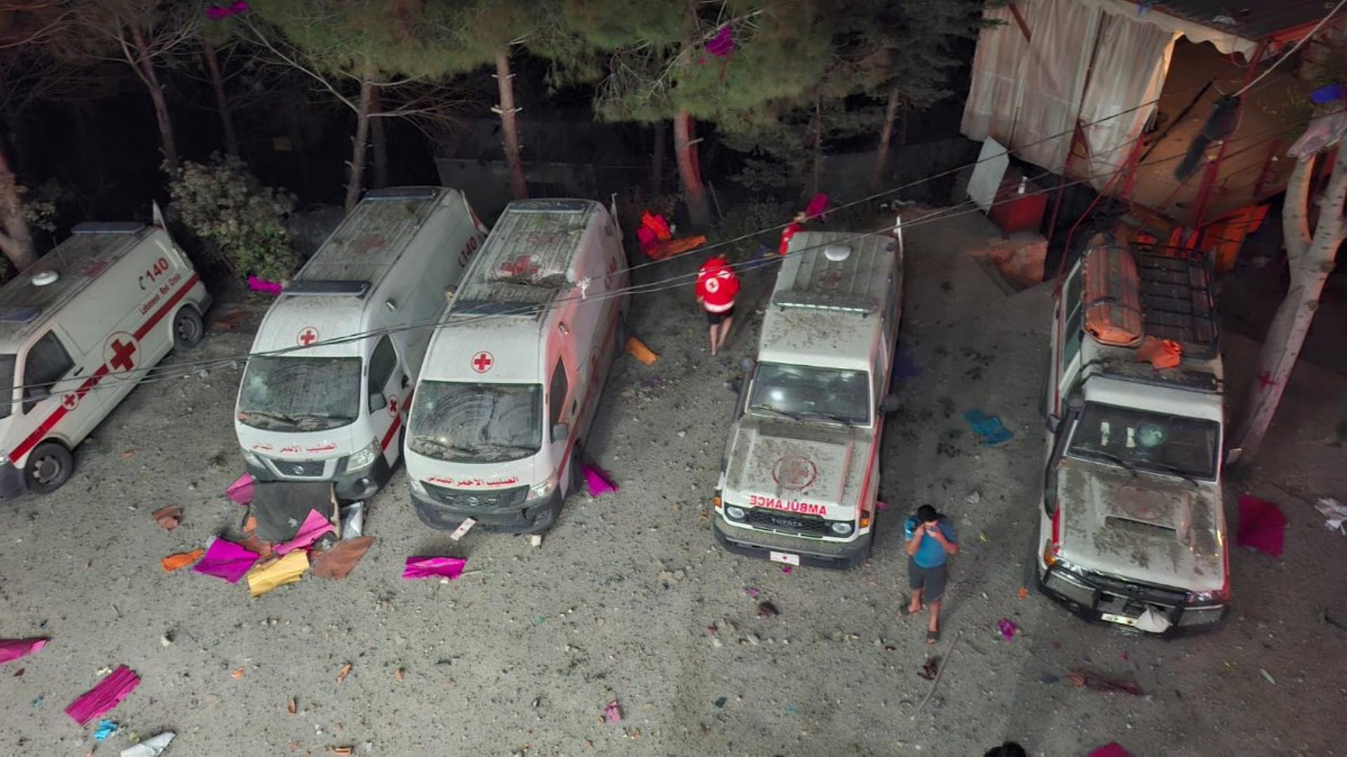 Lebanese Red Cross: An Israeli airstrike near the Tebnine center in the Bint Jbeil district caused significant material damage at dawn on April 16, 2026; the site includes a regional operations room, an ambulance and emergency unit, and a disaster management center