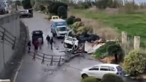 Watch: 5 Vehicles Crash on Bridge