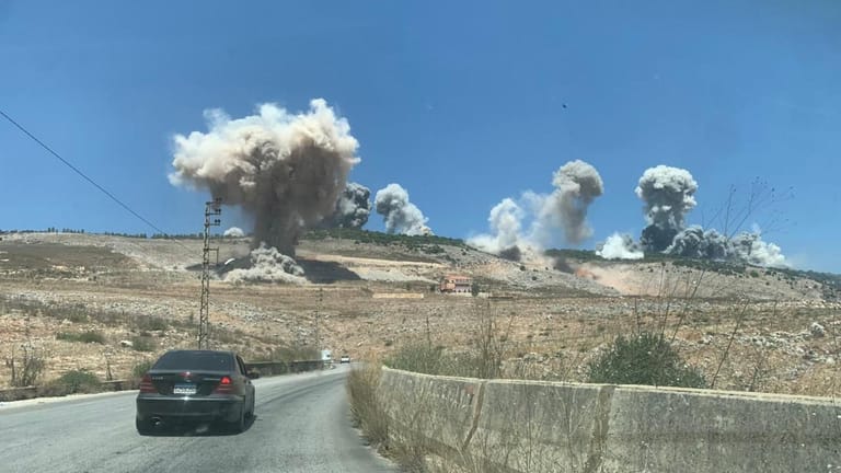MTV sources: More than 15 airstrikes targeted southern Lebanon, using thermobaric missiles that triggered a series of explosions lasting about half an hour, and according to circulated videos, the strikes hit a weapons depot