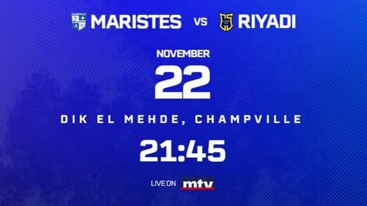 Stay tuned for the match between Maristes Champville and Riyadi Beirut within the fifth stage of the SNIPS Lebanese Basketball Championship at 9:45 pm live on MTV