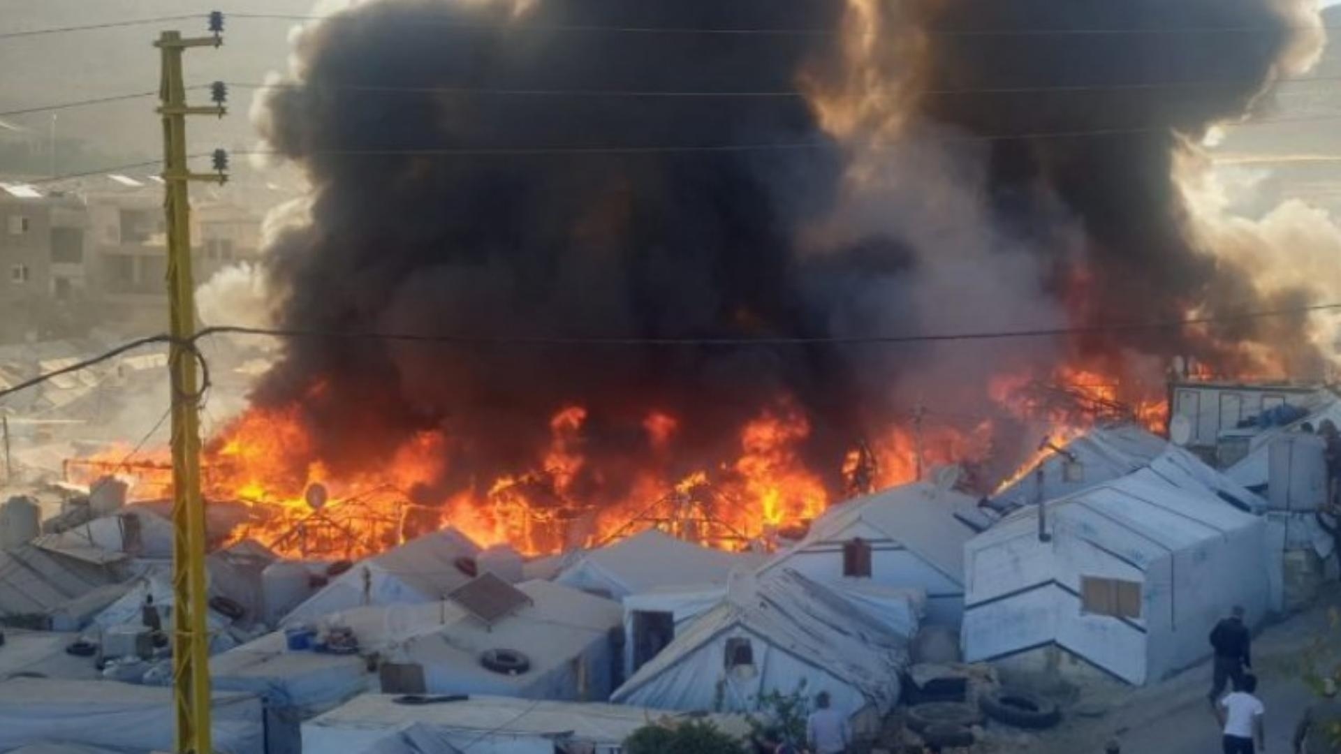 Large Fire Engulfs 37 Tents in Syrian Displaced Camp in Akkar