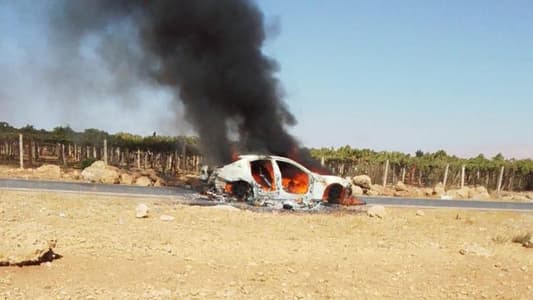 Photo: A second airstrike on the outskirts of Ali El Nahri in the Central Bekaa targeted a vehicle