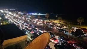 Watch: Heavy traffic congestion on the Sidon highway towards Beirut due to the significant influx of people evacuating