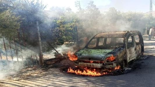 Photo: The targeted vehicle in Majdal Zoun - Tyre District