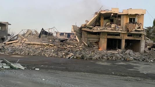 Photo: An airstrike on a building in the Labbaneh neighborhood on the Arab Salim - Jarjouaa road in the Nabatieh district, with reports of injuries