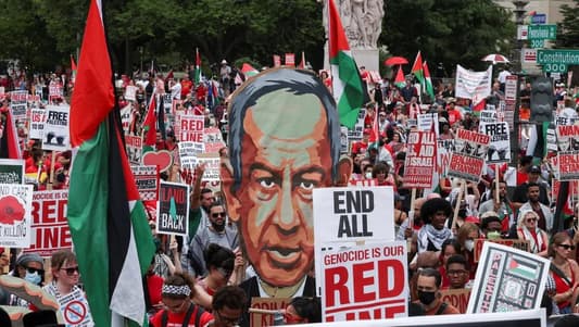 Thousands protested Netanyahu outside US Capitol yesterday