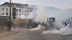 Watch: Clashes Break Out Between Police and Farmers