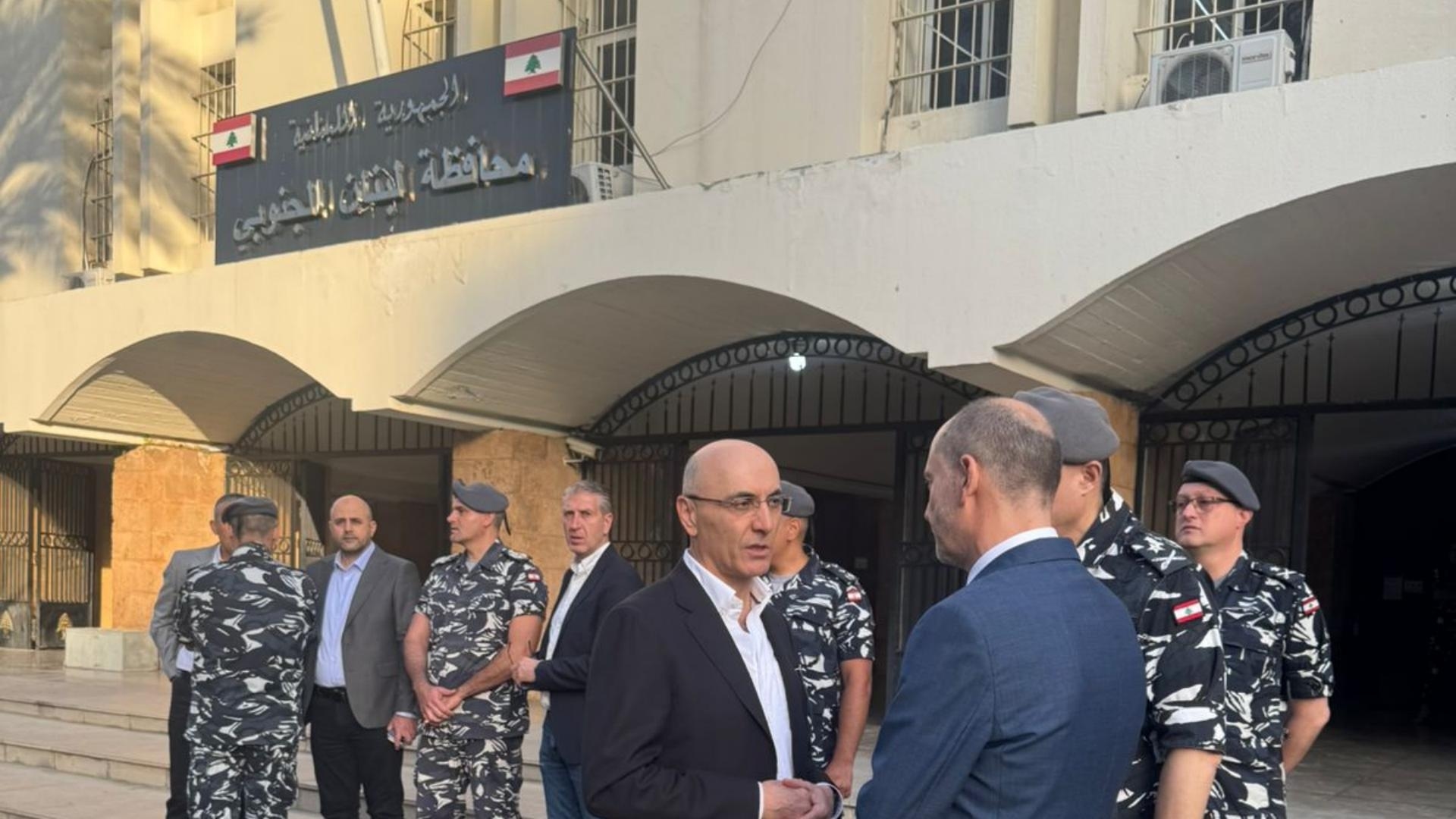 Photo: Interior Minister Ahmad Hajjar arrives at the Sidon Serail ahead of the launch of municipal and mukhtar elections in the South and Nabatieh governorates