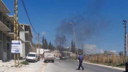 Photo: Reports of a car being targeted in the town of Bazourieh