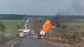 فيديو صادم للحظة انفجار شاحنة غاز