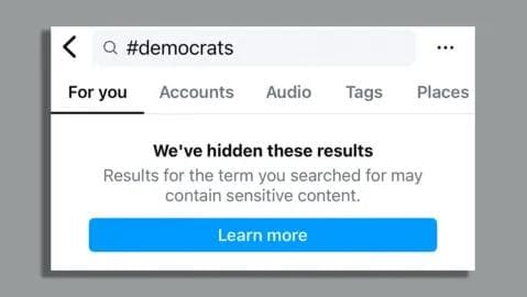 Instagram hides search results for 'Democrats'