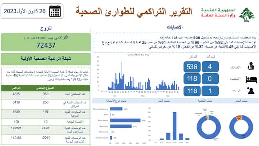 في ظل العدوان الإسرائيلي... وزارة الصحة تنشر تقرير الطوارئ الصحية