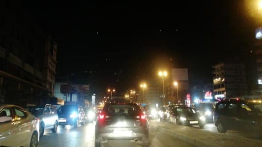Heavy traffic congestion on seaside road in Jal El-Dib after protesters blocked the highway