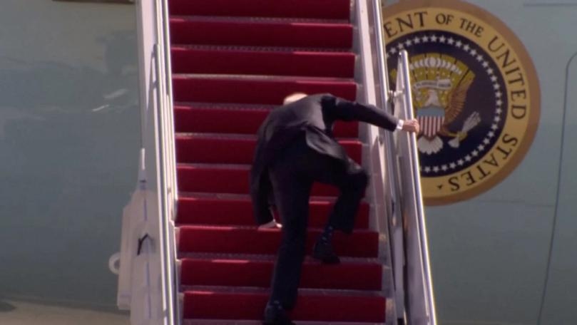 Joe Biden Falls Three Times Stumbling Up Stairs of Air Force One