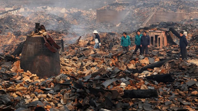 South Korea’s centuries-old Gounsa temple is left in ruins by unprecedented wildfires