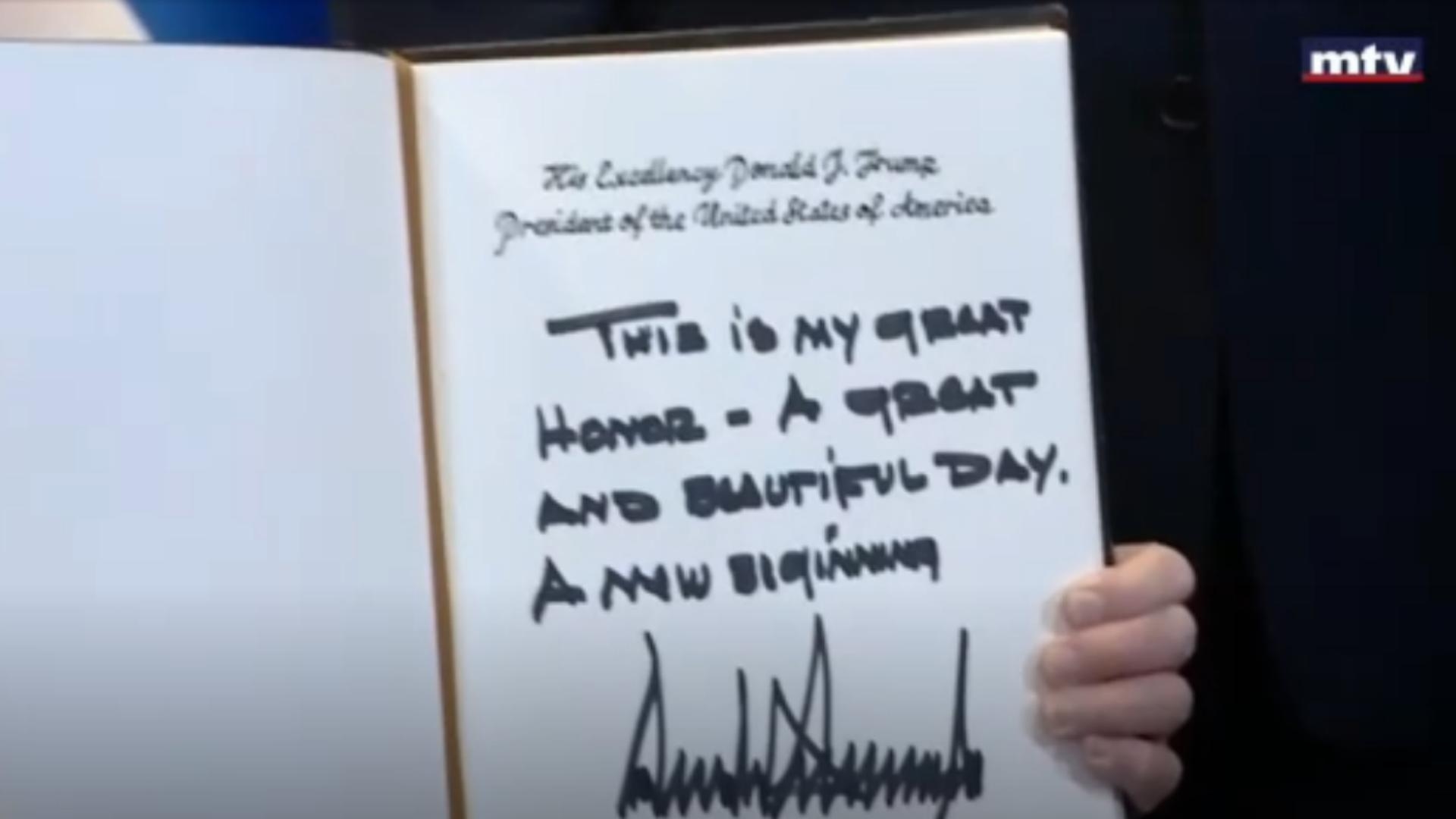 Photo: What Trump Wrote Inside the Israeli Knesset - MTV Lebanon