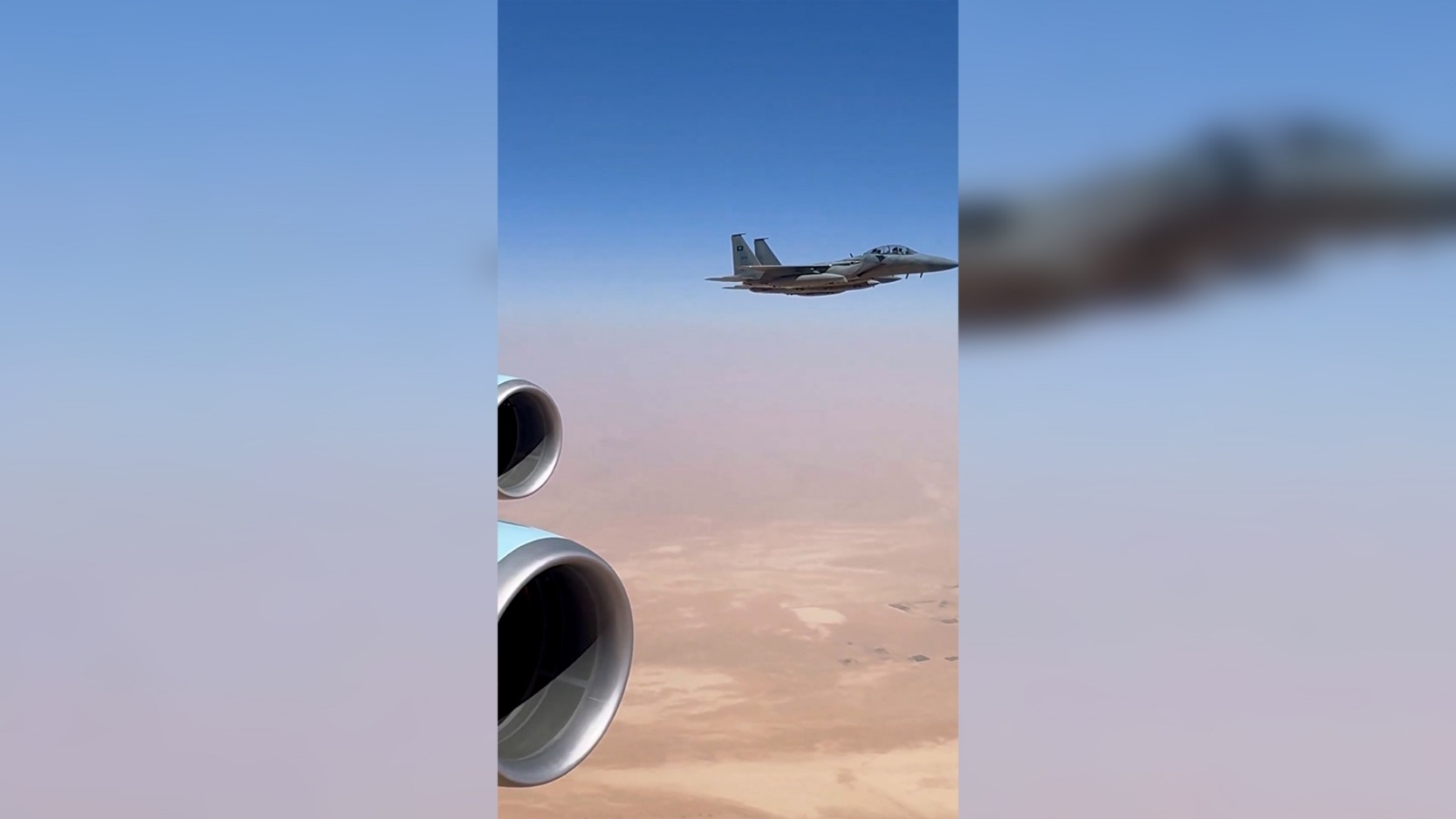 بالفيديو: مرافقة سعوديّة لترامب... في الجوّ!