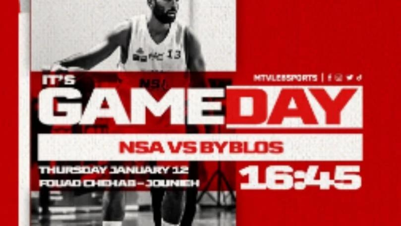 Stay tuned for the match between NSA and Byblos within the thirteenth round of the second leg of Snips Lebanese Basketball Championship, at 4:45 pm, live on MTV