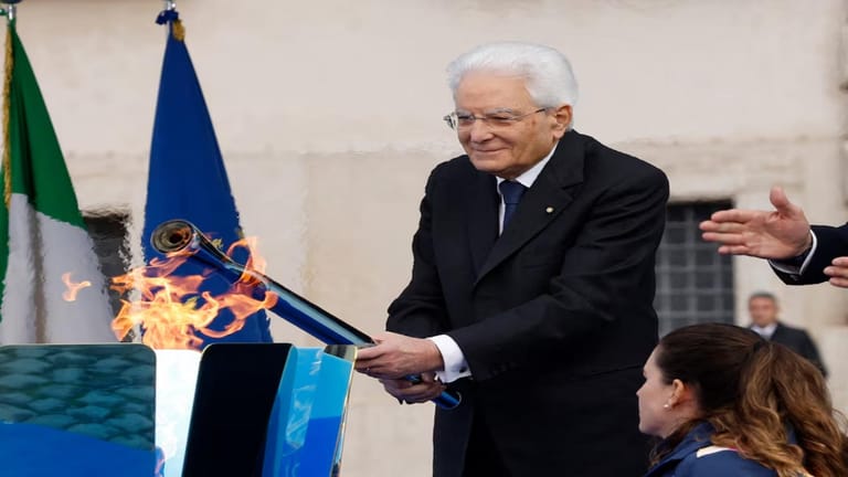 Winter Games Flame Lit at Italy's Presidential Palace