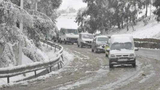 Snow blocks mountainous roads in Lebanon
