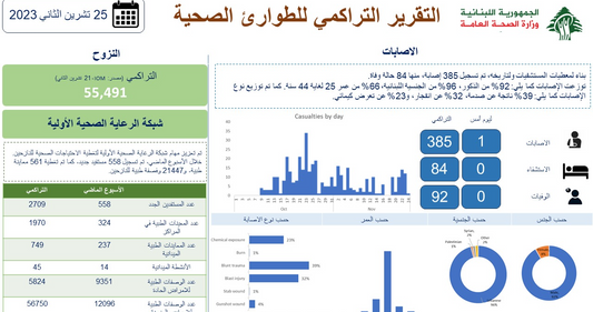 "الصحّة" تنشر التقرير التراكمي للطوارئ الصحيّة