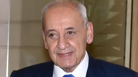 Parliament Speaker Nabih Berri arrived at the Shukri Ghanem barracks in Fayadieh