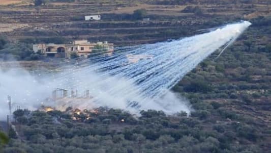 NNA: The Israeli army targeted the outskirts of the southern Lebanese town of Kfarkela with phosphorus shells, causing a fire to break out