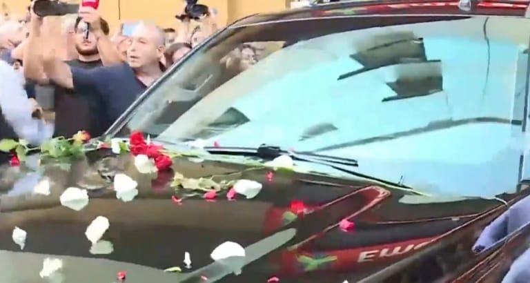 Ziad Rahbani’s body is being transported out of the hospital in Hamra