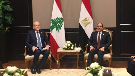El-Sisi receives Mikati in Sharm El-Sheikh, affirms full solidarity with Lebanon