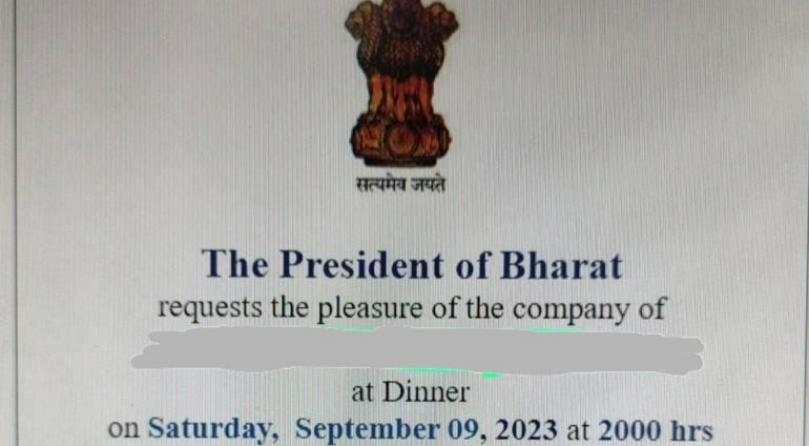 Photo: India Replaces Name with Ancient One 'Bharat' in G20 Dinner Invitation
