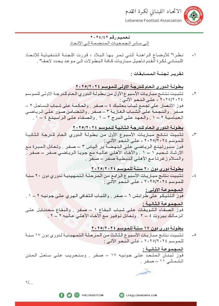 تأجيل بـطـولات كرة القدم كافة الـى مـوعـد يـحـدد لاحـقـاً