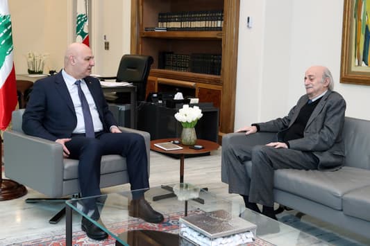 A meeting is taking place between President Joseph Aoun and former Progressive Socialist Party leader Walid Jumblatt