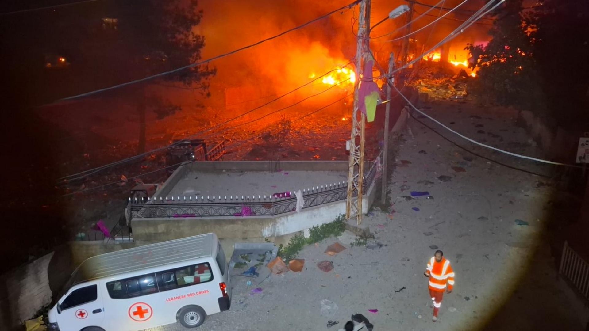 Lebanese Red Cross: An Israeli airstrike near the Tebnine center in the Bint Jbeil district caused significant material damage at dawn on April 16, 2026; the site includes a regional operations room, an ambulance and emergency unit, and a disaster management center