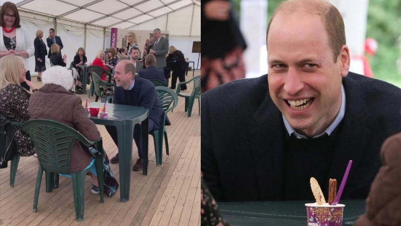 الأمير ويليام في صور عفوية مع مسنين وهم يستمتعون بوقتهم معه