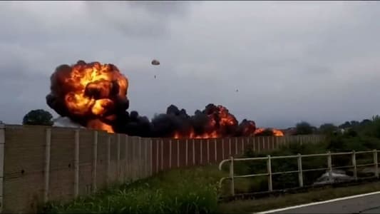 Child killed as Italian Air Force jet explodes into a fireball after takeoff