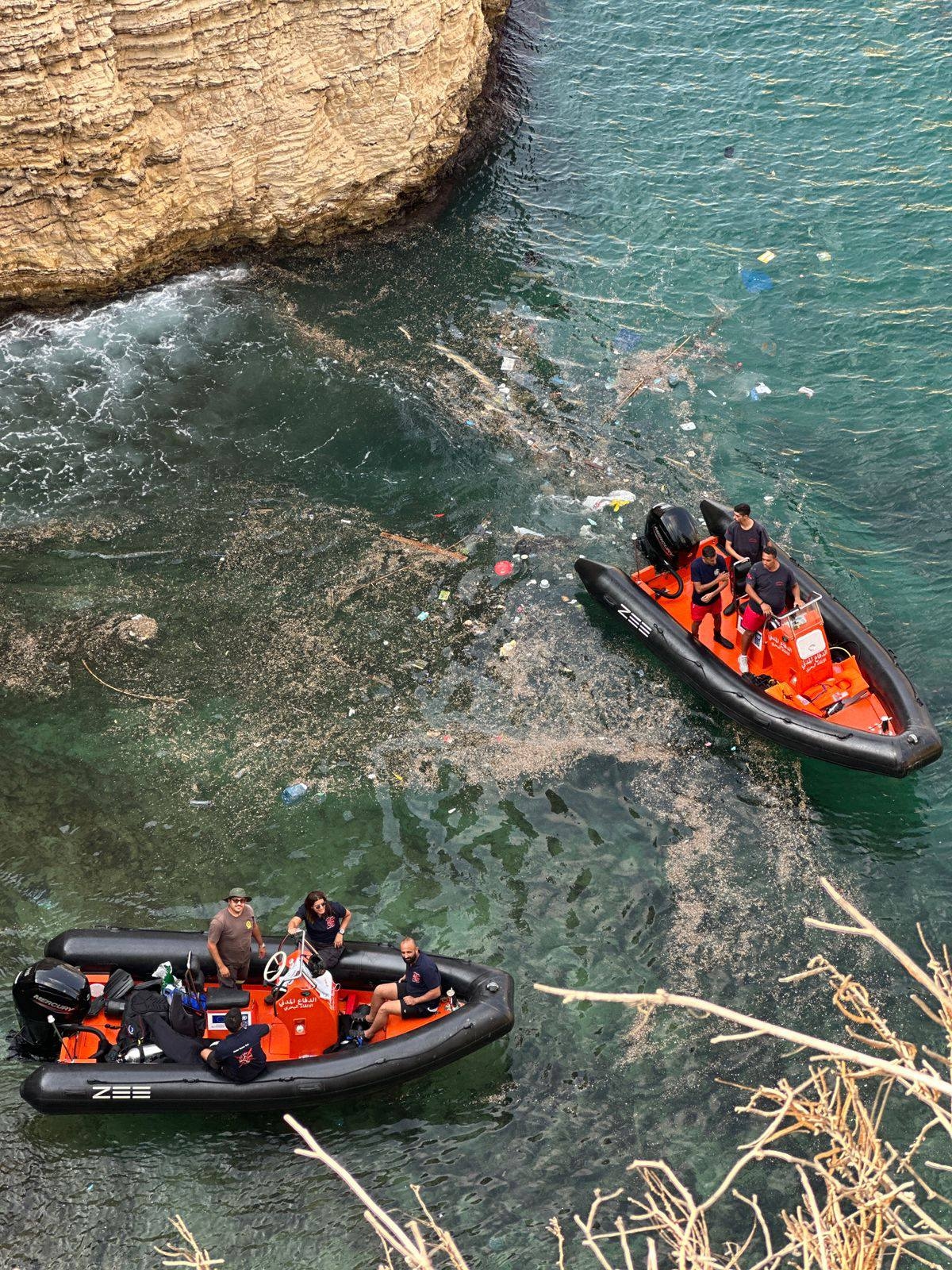 بالصور: تنظيف الشير الصخري في الروشة