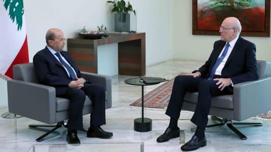 NNA: President Michel Aoun met with Prime Minister Najib Mikati, who later left Baabda Palace without making any statement