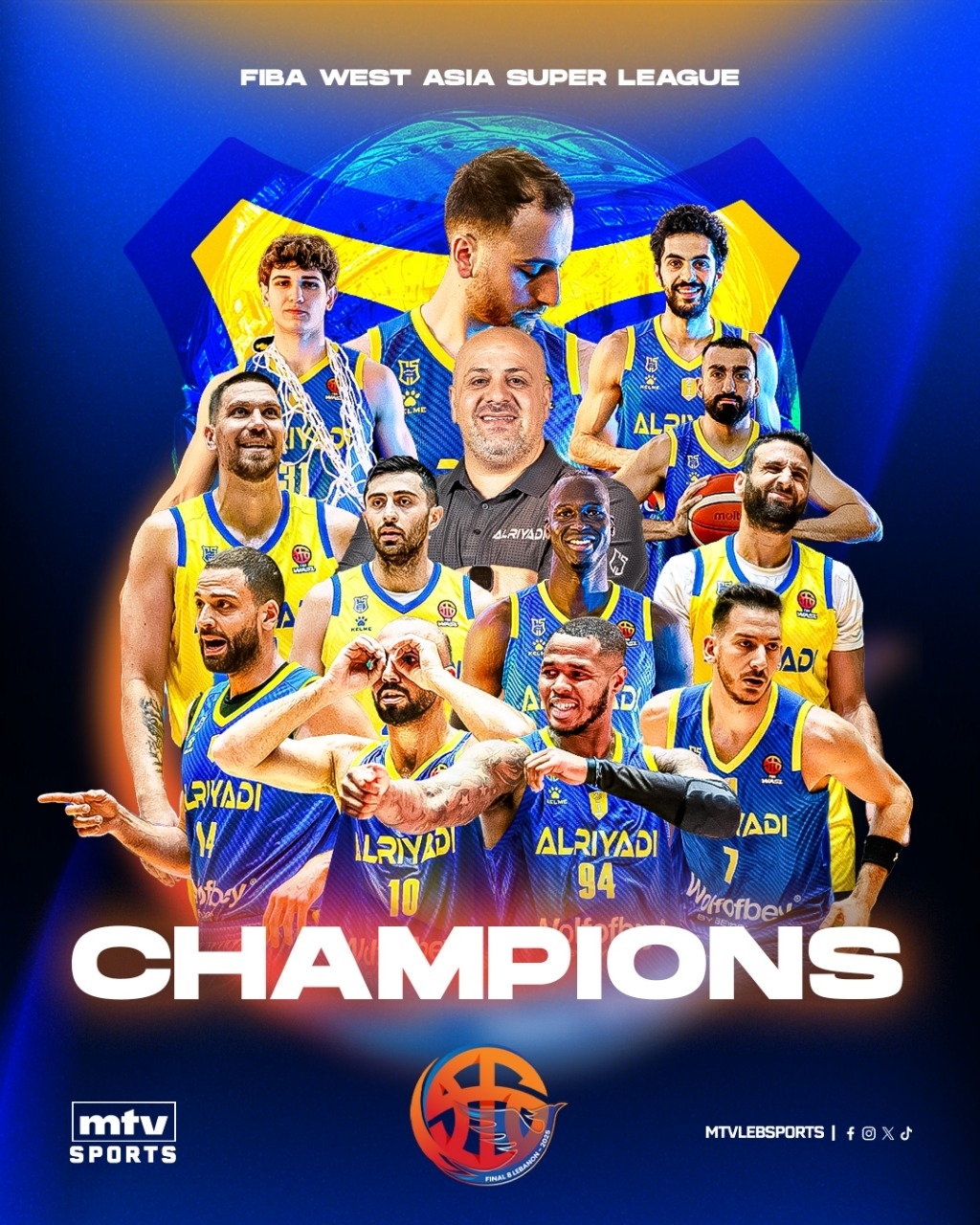 Lebanese Al Riyadi crowned champions of the FIBA WASL FINAL 8 basketball tournament after defeating Iran’s Tabiat with a score of 104–77