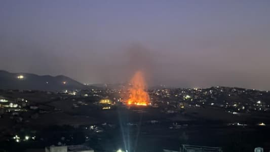 Three airstrikes targeted the town of Khiam, causing a fire to break out